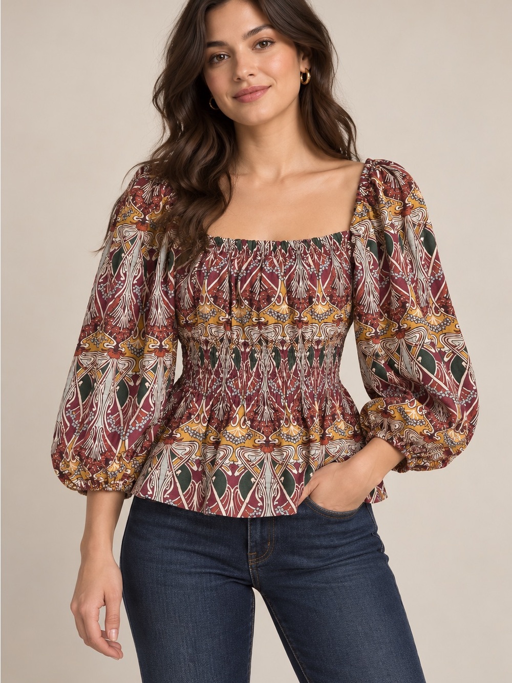 CARA CARA Sagaponack Squareneck Boho Blouse